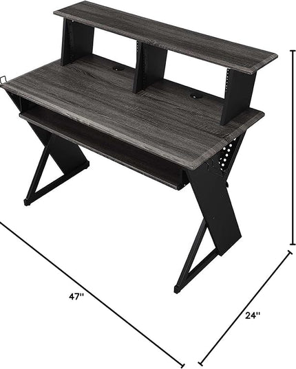 Acme Furniture Rectangular Music Desk Table with Earphone Rack, Black - LeafyLoom