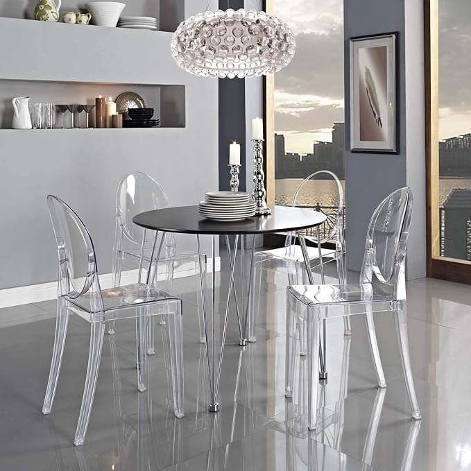 Modway Casper Modern Acrylic Stacking Kitchen and Dining Room Chair in Clear - Fully Assembled - LeafyLoom