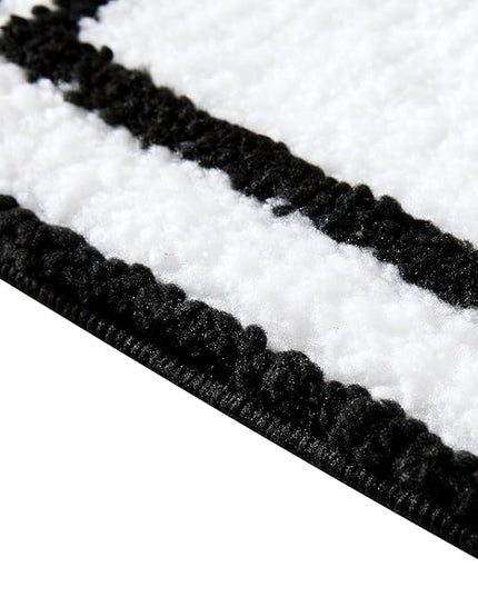 RoomTalks Boho Cute Rugs for Bathroom Kitchen Dorm Bedroom Aesthetic, 2x3 Small Area Rugs Throw Carpet, Black and White Funky Trendy Cool Bath Mat Non Slip Washable Cartoon Kids Bathroom Rugs Decor - LeafyLoom