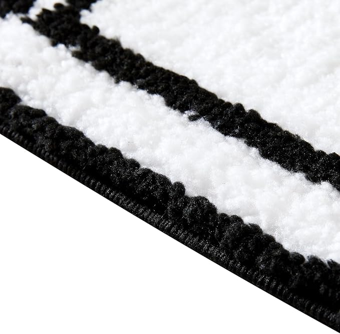 RoomTalks Boho Cute Rugs for Bathroom Kitchen Dorm Bedroom Aesthetic, 2x3 Small Area Rugs Throw Carpet, Black and White Funky Trendy Cool Bath Mat Non Slip Washable Cartoon Kids Bathroom Rugs Decor - LeafyLoom
