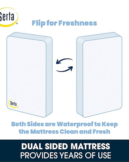 Delta Children Abby Convertible Crib 'N' Changer, Grey + Serta Perfect Slumber Dual Sided Recycled Fiber Core Crib and Toddler Mattress (Bundle) - LeafyLoom