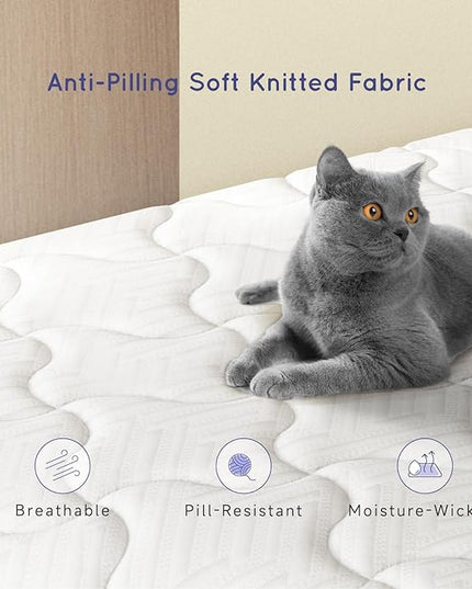 10 Inch Hybrid Queen Mattress, Queen Box Spring Mattresses with High Density Foam, Queen Size Innerspring Foam Mattress in a Box, White Grey Mattresses Bed with Medium Firm Feel, 80x60x10 inch - LeafyLoom