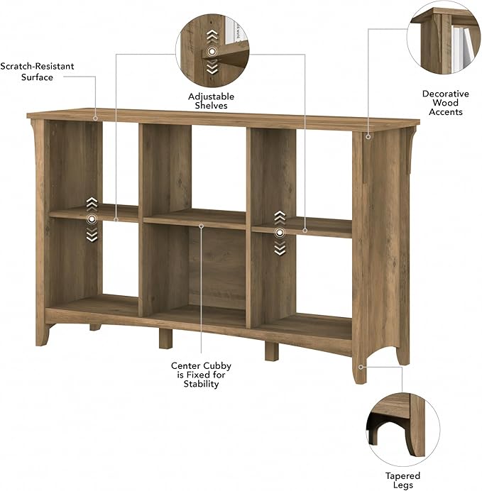 Bush Furniture BSH24463037 Salinas 6-Shelf 30-Inch H Cube Bookcase, Reclaimed Pine - LeafyLoom