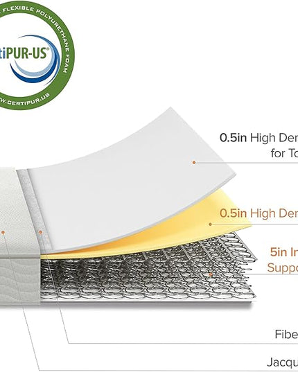 ZINUS 6 Inch Foam and Spring Mattress, Twin, CertiPUR-US Certified Foams, Mattress in A Box, White - LeafyLoom