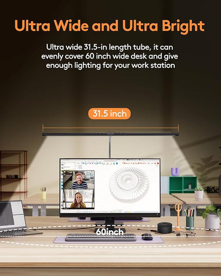 LED Desk Lamp with Remote, Auto Dimming 6 Color Modes Architect Clamp Desk Light for Home Office, 24W Ultra Bright Adjustable Gooseneck Table Lamp for Workbench, Monitor Reading - LeafyLoom