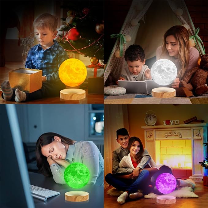 VGAzer Levitating Moon Lamp,Floating Moon lamp,Floating and Spinning in Air Freely with 3D Printing Moon Lamp Has 16 Colors 20 Modes for Unique Christmas Gifts,Room Decor,Office Toys - LeafyLoom