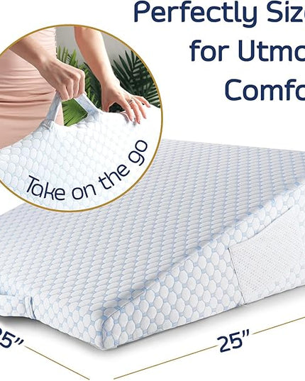 Nestl Bed Wedge Pillow - Wedge Pillow for Sleeping to Reduce Acid Reflux, Wedge Pillows for After Surgery 8-in-1 Triangle Pillow Wedge, Cooling Gel Memory Foam Wedge Snoring Pillow -10 Inch - LeafyLoom