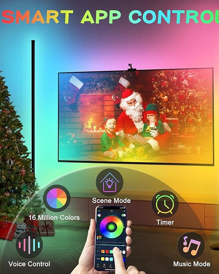 Corner Floor Lamp, Smart RGB LED Corner Lamp with Spotlight,16 Million Colors Changing LED Floor Lamp with App and Remote Control,Music Sync & Timer Mood Lighting for Living Room - LeafyLoom