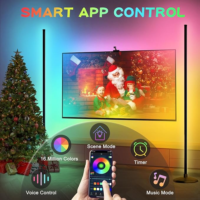 Corner Floor Lamp, Smart RGB LED Corner Lamp with Spotlight,16 Million Colors Changing LED Floor Lamp with App and Remote Control,Music Sync & Timer Mood Lighting for Living Room - LeafyLoom