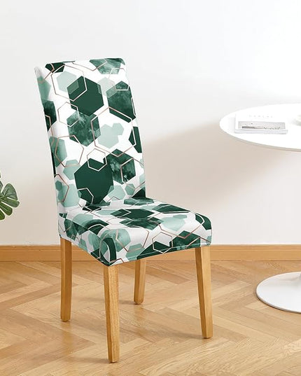 Gibelle Dining Room Chair Covers Set of 4, Soft Stretch Kitchen Chair Covers Slipcover Protector, Removable Washable Geometric Parson Chair Covers 4 Pack, Hunter Green Gibelle