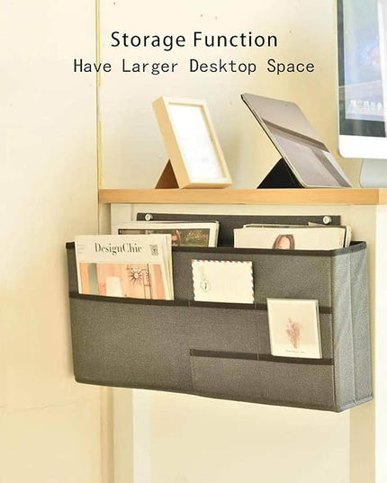 Computer Desk - 63 Inch Large Home Office Desk Wood Study Writing Table Workstation Storage Bag Headphone Hooks Simple Gaming Desk Rustic White/Walnut - LeafyLoom