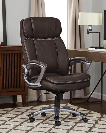 Serta Fairbanks Big and Tall High Back Executive Office Ergonomic Gaming Computer Chair with Layered Body Pillows, Contoured Lumbar Zone, Brown - LeafyLoom