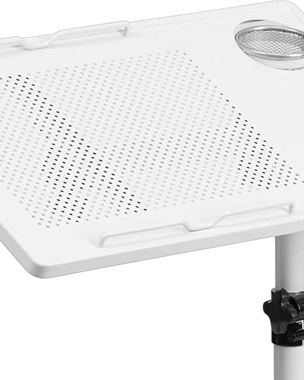 Flash Furniture Macon White Adjustable Height Steel Mobile Computer Desk - LeafyLoom