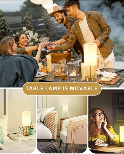 Cordless Table Lamp, Built-in 5000mAh Fast Rechargeable Table Lamp Cordless,Stepless Dimmable Battery Powered Lamp, Wireless Lamp with Memory Function, Lasting 140+H (gold) - LeafyLoom