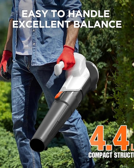 Litheli 20V Cordless Leaf Blower with Battery, 2.0 Ah, 355CFM/85MPH, 2 Speeds - Electric Leaf Blower for Lawn Care, Patio, Dust, Leaves - LeafyLoom