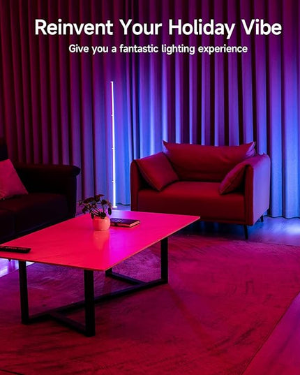 Smart Corner Floor Lamp - LED Floor Lamp with Alexa and App Control, 16 Million DIY Colors, Music Sync, DIY Color Modes,Timer Setting, Suitable for Living Room and Bedroom - LeafyLoom