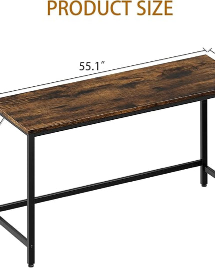 Shintenchi 55 inch Computer Desk, Study Workstation Modern Simple Design for Home Office, Student Writing Desk, Office Working Desk, Vintage Brown - LeafyLoom