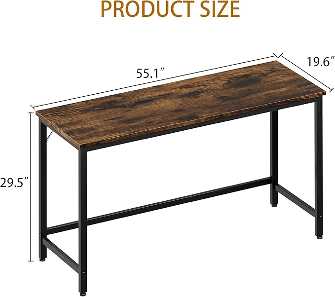 Shintenchi 55 inch Computer Desk, Study Workstation Modern Simple Design for Home Office, Student Writing Desk, Office Working Desk, Vintage Brown - LeafyLoom