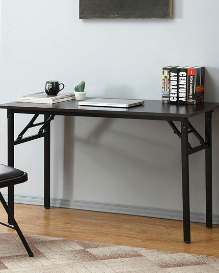SogesGame Computer Desk, 55 Inch Modern Simple Style Folding Tables, Home Office Writing Desk, Space Saving Foldable Table, No Install Needed, Black - LeafyLoom