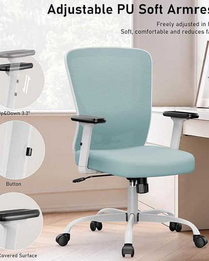 Office Chair, Ergonomic Desk Chair with Adjustable High Back, Breathable Mesh Computer Chair with Adjustable Armrests, Rolling Swivel Comfy Task Chairs, Executive Chair for Home Office - LeafyLoom