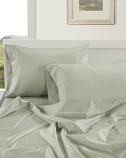 LANE LINEN Luxury 100% Egyptian Cotton Bed Sheets - 1000 Thread Count 4-Piece Mineral Queen Set Bedding Sateen Weave 16" Deep Pocket (Fits Upto 17" Mattress) - LeafyLoom