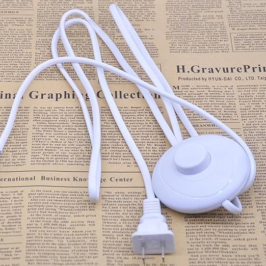 1Pcs Floor Lamp Foot Switch, White Foot Pedal Switch, Round Floor Lamps Foot Inline Switch, Step ON Off Spring Push Button, for Foot Pedal Control Replacement Floor Lamp Extension Cord Parts - LeafyLoom