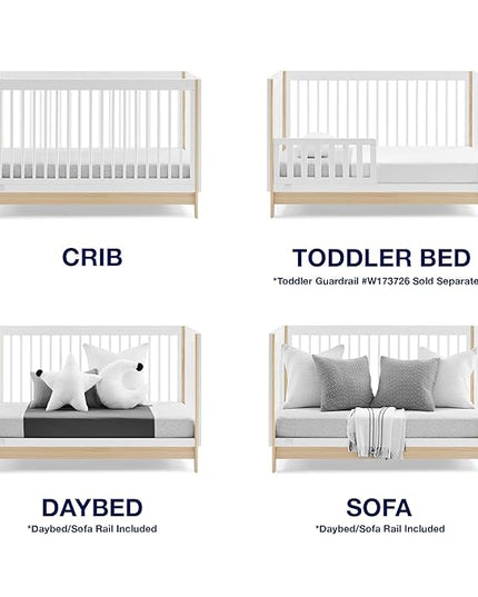 Delta Children babyGap Tate 4-in-1 Convertible Crib TrueSleep Crib and Toddler Mattress (Bundle), Bianca White/Natural - LeafyLoom