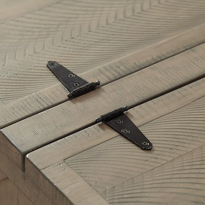 Signature Design by Ashley Aldwin Farmhouse Square Coffee Table with Lift Top for Storage, Grayish Brown, 36 in x 36 in x 18 in - LeafyLoom