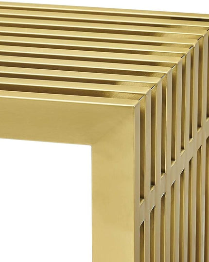 Modway Gridiron Contemporary Modern Gold Stainless Steel Large Bench, 60" - LeafyLoom