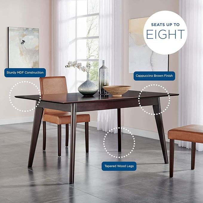 Modway Oracle 59" Rectangle Dining Table, Cappuccino - LeafyLoom