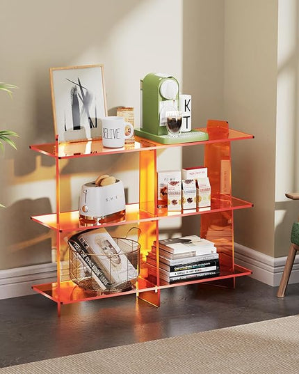 Acrylic Console Table, Entryway Table, Acrylic Bookshelf, 39.4'' x 11.8'' x 31.5'', Clear - LeafyLoom