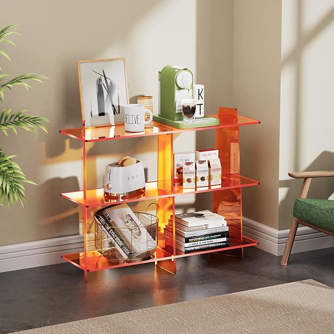Acrylic Console Table, Entryway Table, Acrylic Bookshelf, 39.4'' x 11.8'' x 31.5'', Clear - LeafyLoom