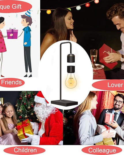 Magnetic Levitating Light Bulb Levitation Plastic Black Table Lamps Zero-Gravity Warm White LED Night Light Floating Lamp for Bedrooms Decoration Office Desk Toys Cool Festival Gifts - LeafyLoom