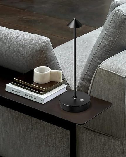 Rechargeable Cordless Table Lamp, 6000mAh LED Battery Operated Desk Lamp Touch 3 Color Stepless Dimming Portable Outdoor Waterproof Table Light for Patio/Restaurant/Dining/Home (Black) - LeafyLoom