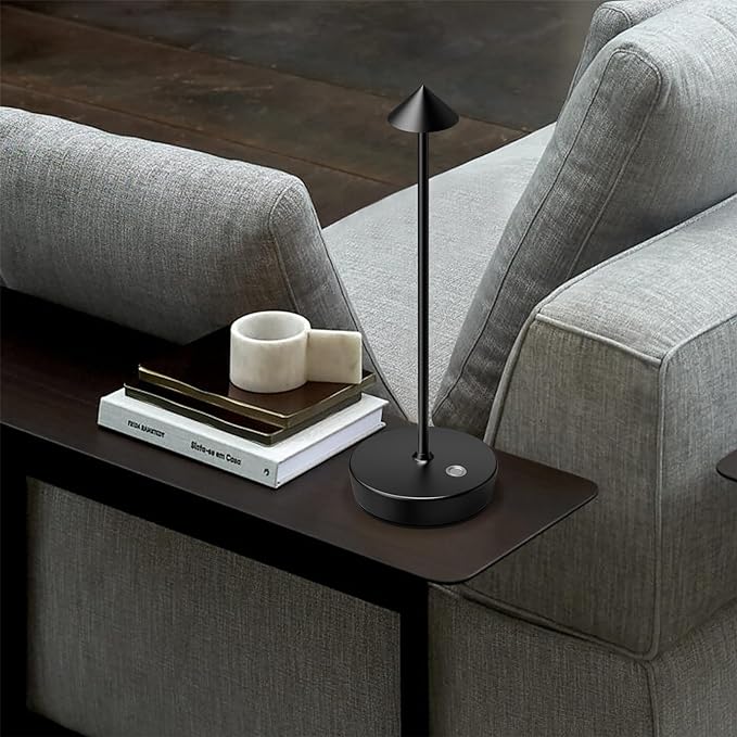 Rechargeable Cordless Table Lamp, 6000mAh LED Battery Operated Desk Lamp Touch 3 Color Stepless Dimming Portable Outdoor Waterproof Table Light for Patio/Restaurant/Dining/Home (Black) - LeafyLoom