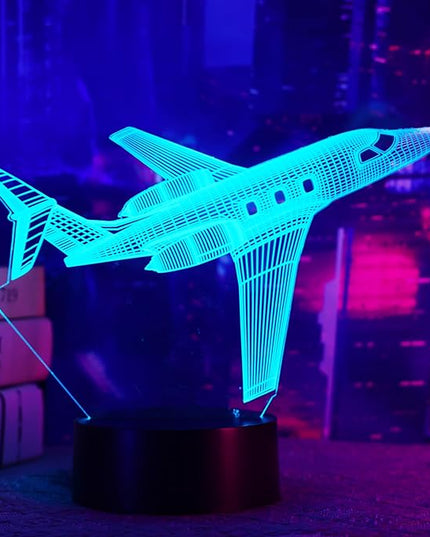 Airplane Gifts for Boy, Men, Aircraft Night Light, Gulfstream 3D Illusion Lamp with Remote and Touch Control, Plane Decor for Men Boy Kids Room, Birthday Gifts - LeafyLoom