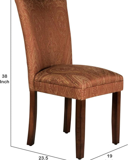 Homepop Home Decor |K1136-F765 | Classic Upholstered Parsons Dining Chair | Single Accent Dining Chair, Red & Gold Damask - LeafyLoom