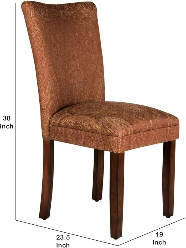 Homepop Home Decor |K1136-F765 | Classic Upholstered Parsons Dining Chair | Single Accent Dining Chair, Red & Gold Damask - LeafyLoom