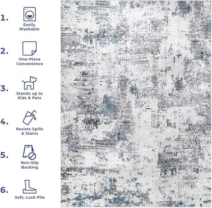 NuLoom Dali Abstract Machine Washable Area Rug, 9x12, Grey - LeafyLoom