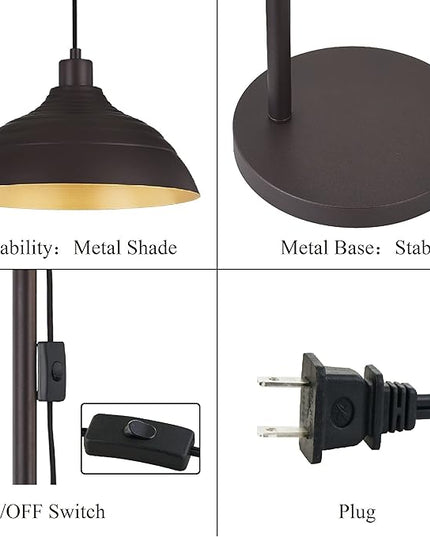 WOXXX Industrial Floor Lamp Modern Rustic Task Floor Lamp in Aged Bronze Finish, Standing Lamp farmhouse arc floor lamps for Living room Bedrooms Office Vintage arched bright tall Reading lamp - LeafyLoom