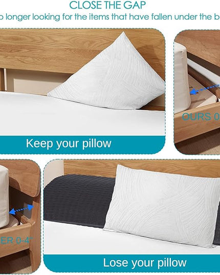 idee-home Bed Wedge Pillow for Headboard, Bed Gap Filler Foam Bolster Mattress Wedge Shaped Bed Noodle for Sleeping, Close The Gap (0-6") Between Headboard and Mattress (Grey Queen 60"x10"x5") - LeafyLoom