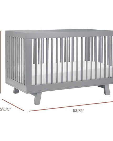 Babyletto Hudson 3-in-1 Convertible Crib with Toddler Bed Conversion Kit in Grey, Greenguard Gold Certified - LeafyLoom