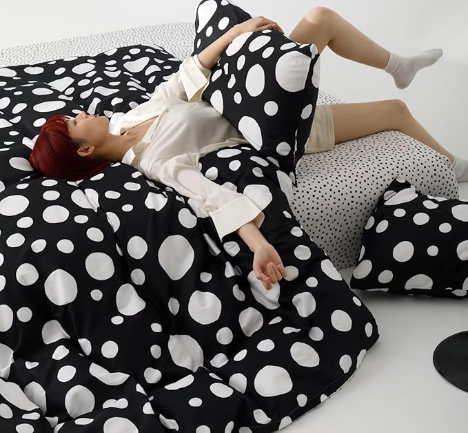 White Polka Dots Comforter Twin Black White Dots Print Reversible Gingham Twin Bedding Comforter Set Boys Girls Black White Bed Sets Soft 3Pcs Twin Comforter Sets - LeafyLoom