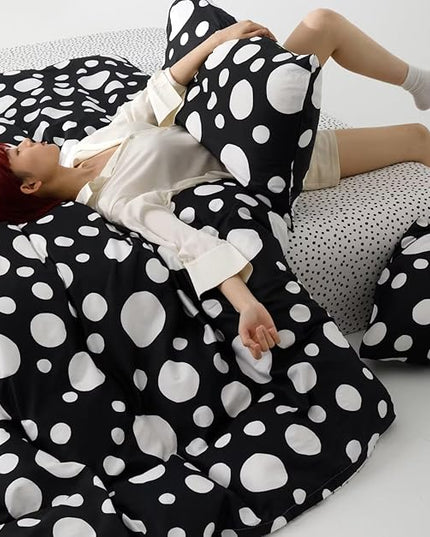 White Polka Dots Comforter California King Black White Dots Print Reversible Gingham Cal King Bedding Comforter Set Boys Girls Black White Bed Sets Soft 3Pcs Cal King Comforter Sets - LeafyLoom