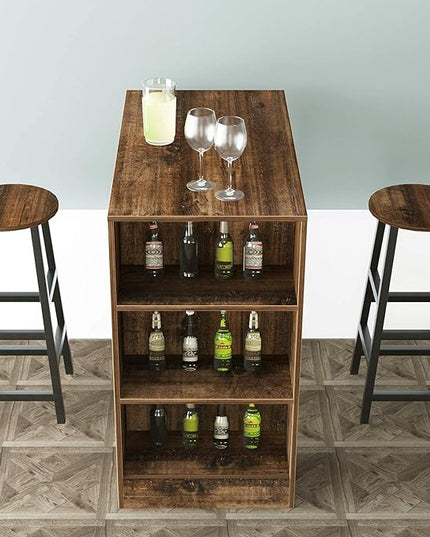 sogesfurniture 3-Piece Bar Table Set, 35.8inches Dining Room Set Dining Table with 2 Stool, Dining Table with 3 Open Storage Shelves, Brown BHUS-DX- Z813FG - LeafyLoom