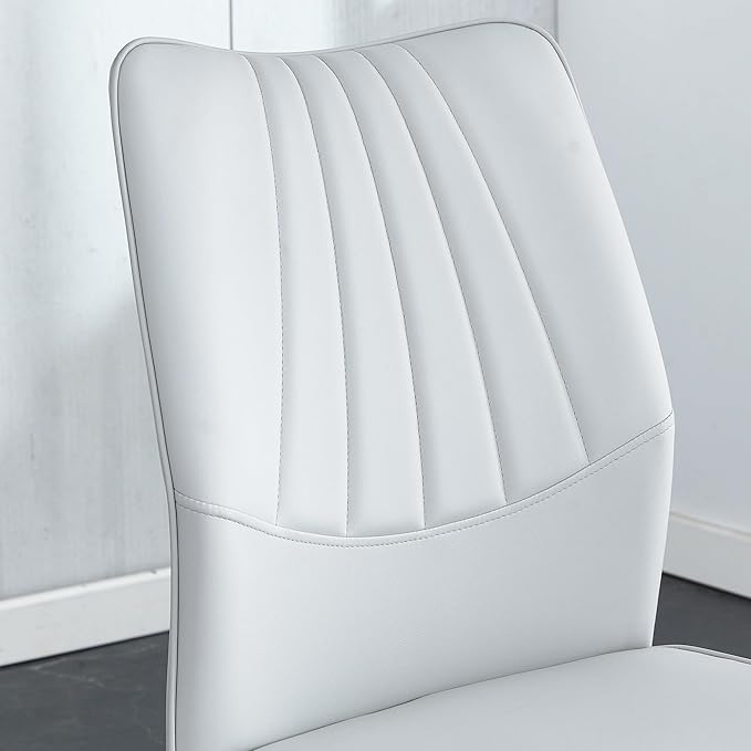 NicBex Dining Chairs Set of 4 Modern Faux Leather High Back Dining Chair Dining Room Kitchen Chairs with Silver Metal Legs,Chairs for Dining Room, Kitchen,Living Room, and Restaurants,Light Gray - LeafyLoom