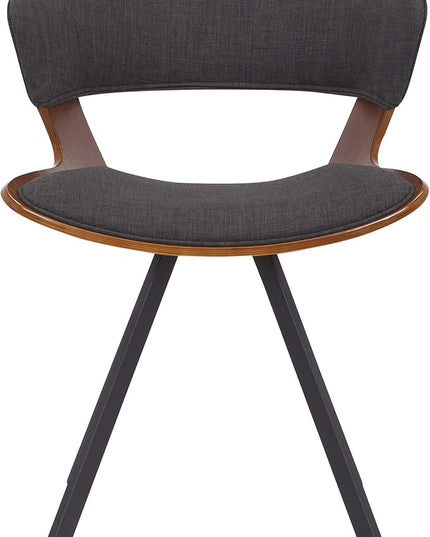 Armen Living Ulric Wood and Metal Modern Dining Room Accent Chair, Charcoal/Walnut 22 x 29 x 21.5 - LeafyLoom