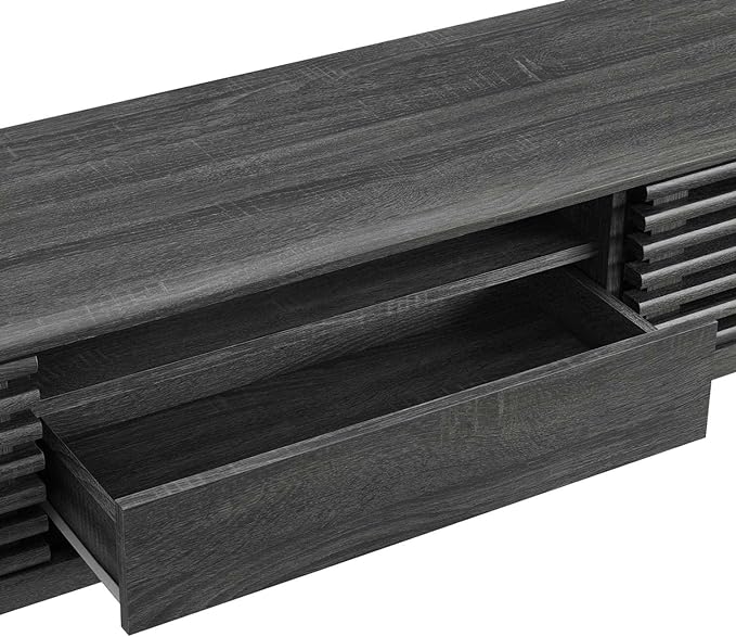 Modway Render Mid-Century Modern Low Profile 70 Inch TV Stand in Charcoal, 70" - LeafyLoom