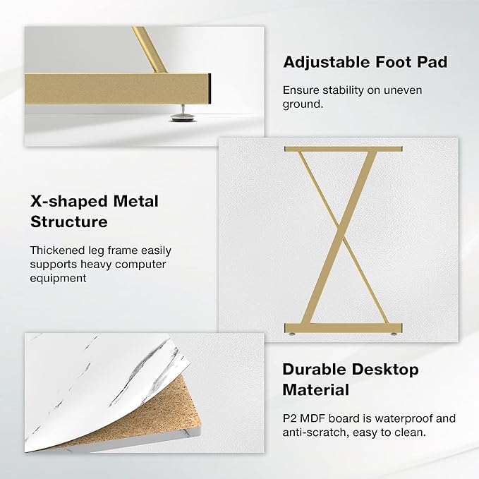 Mr IRONSTONE 63" L Shaped Gaming Desk, Corner Computer Desk, Home Office Writing Desk with Sturdy Monitor Shelf, Spacious L Shaped Desk Workstation, Easy to Assemble, Laminate Marble - LeafyLoom