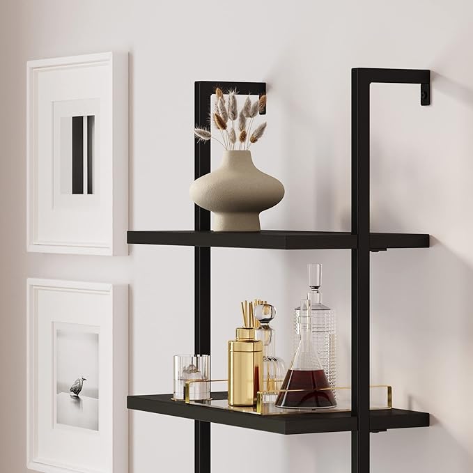 Nathan James Theo Modern Bookcase with Rattan Cabinet in Matte Black and Light Oak Finish with Matte Black Metal Frame for Living Room, Home Office Storage - LeafyLoom